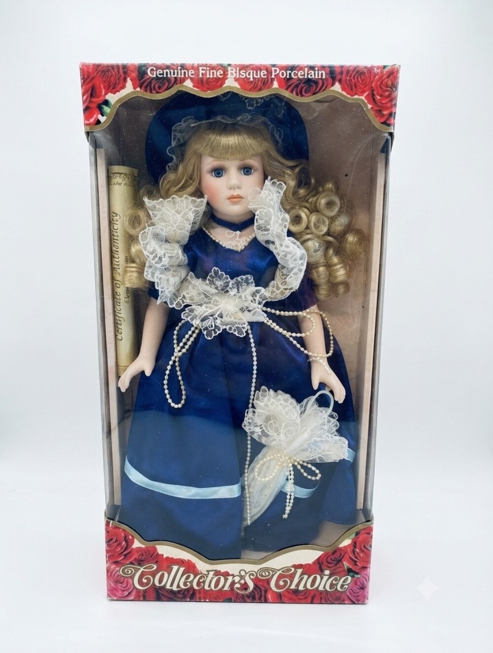 Collector's Choice Limited Edition Fine Bisque Porcelain Doll in Blue Dress